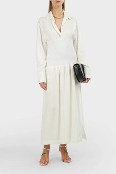 Christopher Esber Smock-waist Maxi Shirt Dress In Ivory