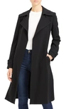 Theory Oaklane Admiral Crepe Trench Coat In Black