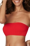 Bound By Bond-eye The Seeker Ribbed Bandeau Bikini Top In Baywatch Red
