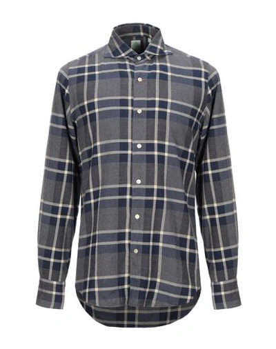 Finamore 1925 Checked Shirt In Grey