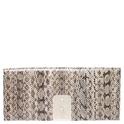 Pre-owned Valentino Garavani Brown Python Rockstud Clutch