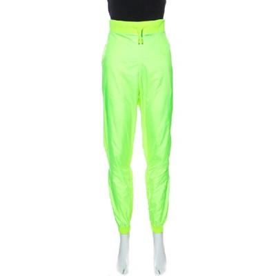 Pre-owned Off-white Neon Green Log Detail Track Pants S