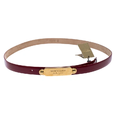 Pre-owned Burberry Red Leather Reese Slim Belt 100cm
