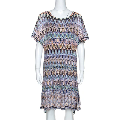Pre-owned Missoni Mare Multicolor Chevron Knit Front Tie Detail Cover Up L