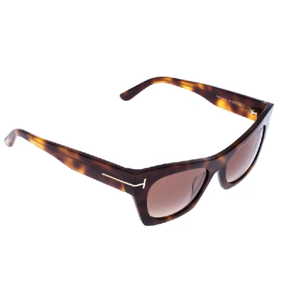 Pre-owned Tom Ford Light Brown Tortoise Kasia Cat Eye Sunglasses