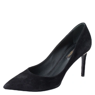 Pre-owned Louis Vuitton Black Suede Leather Pointed Toe Pump Size 38