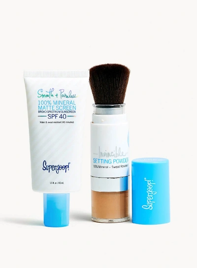 Supergoop The Matte Prime And Reapply Set Sunscreen Set With Deep Powder !