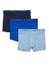 2(x)ist Cotton Elasticized Waist Trunks- Set Of 3 In Navy Combo