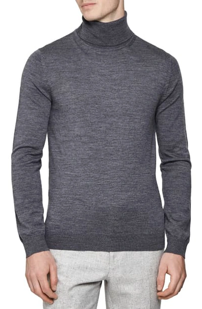 Reiss Caine Slim Fit Turtleneck Wool Sweater In Mid Grey Melange