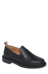 Thom Browne Black Slip-on Loafers With Loop Detail In Black