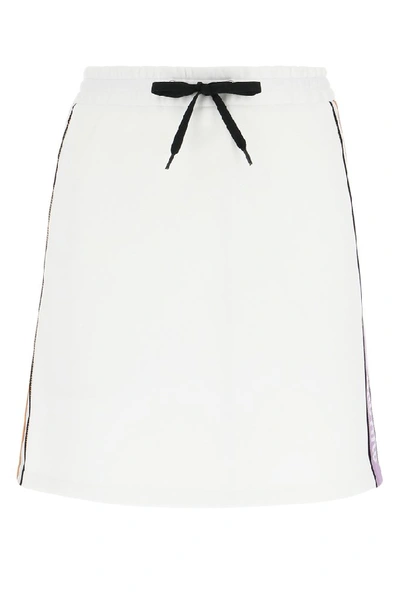 Miu Miu Mini Skirt With Logo Bands In White