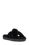 Ugg Fusette Crossover-strap Slides In Black