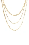 Panacea Triple Layer Chain Necklace In Gold
