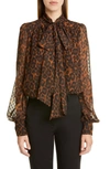 ERDEM LEOPARD PRINT TIE NECK BLOUSE,PS20 5798LCDV