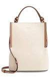 BURBERRY SMALL PEGGY TWO-TONE LEATHER BUCKET BAG,8022593
