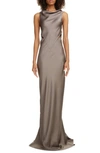 RICK OWENS BACK CUTOUT HAMMERED SATIN GOWN,RP20S1501 PK