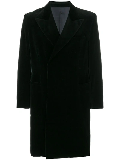 Pre-owned Jean Paul Gaultier Velvet Midi Coat In Black
