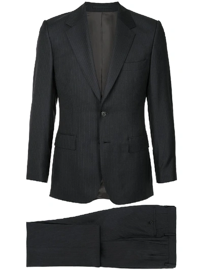 Gieves & Hawkes Fitted Pinstripe Suit In Black