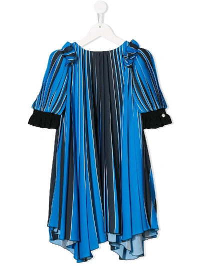 Givenchy Kids' Pleated Midi Dress In 蓝色