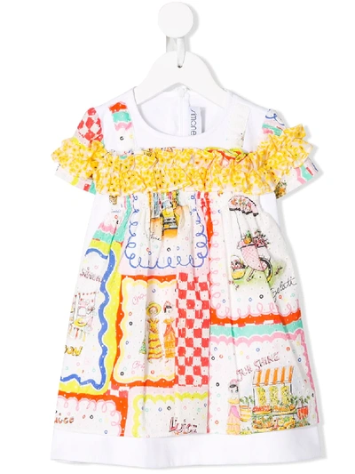 Simonetta Babies' Ruffle Detail Dress In 白色