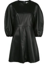 Tibi Faux Leather Mini Dress In 黑色