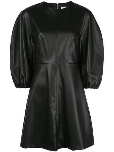 Tibi Faux Leather Mini Dress In 黑色