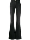 Frame High-waisted Flared Jeans In Black