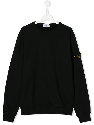 Stone Island Junior Teen Logo Patch Sweatshirt In 黑色