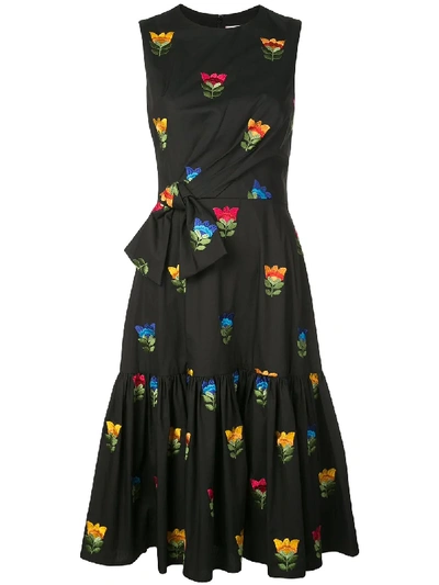 Carolina Herrera Kleid Mit Blumenstickerei In Black