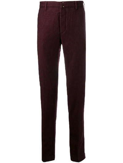 Incotex Damier Check Tapered Trousers In Red