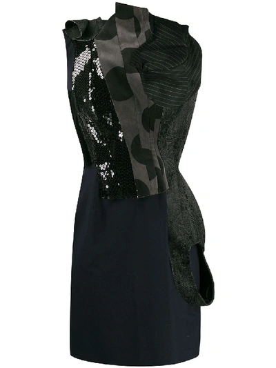 Pre-owned Comme Des Garçons 2009 Deconstructed Patchwork Dress In Blue
