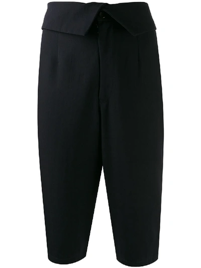 Pre-owned Comme Des Garçons 1988 Foldover Waistband Knee-length Bermudas In Blue