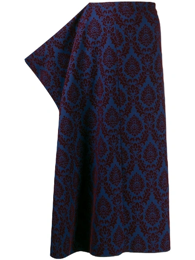 Pre-owned Comme Des Garçons 1996 Brocade Midi Skirt In Blue
