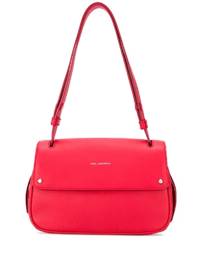 Karl Lagerfeld Ikon Logo Print Shoulder Bag In Red