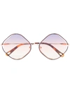 Chloé Poppy Diamond-frame Sunglasses In 棕色