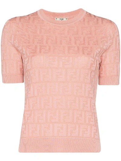 Fendi Ff Logo Knitted Top In 粉色