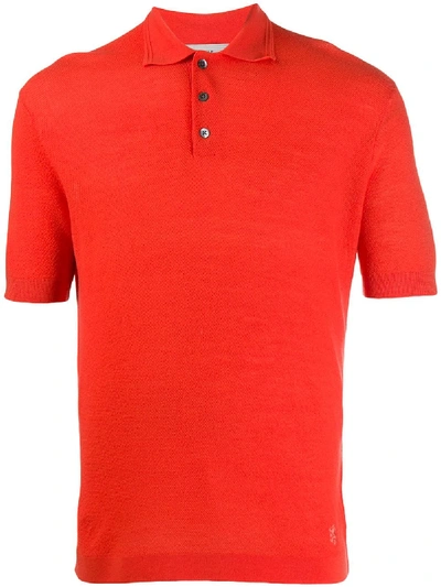 Pringle Of Scotland Regular-fit Merino Wool Polo Shirt In Orange
