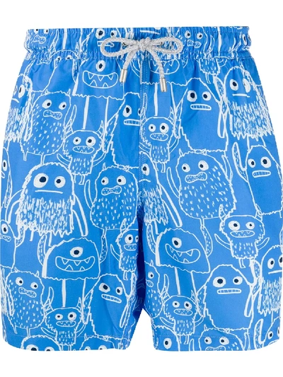 Bluemint Arthus Monster Print Swim Shorts In Blue