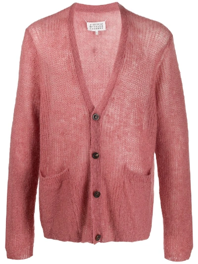 Maison Margiela Knitted Cardigan In Pink