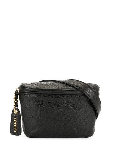 Pre-owned Chanel 1995 Diamond Quilted Belt Bag In Black