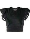 Isabel Marant Étoile Ruffled Sleeves Fitted Top In Black