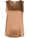 Peserico Bead-collar Silk Top In Brown