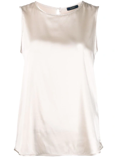 Peserico Sleeveless Silk Blouse In Neutrals