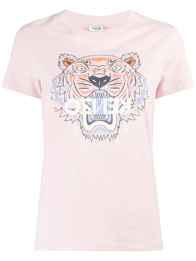 Kenzo Tiger Logo T-shirt In Pink