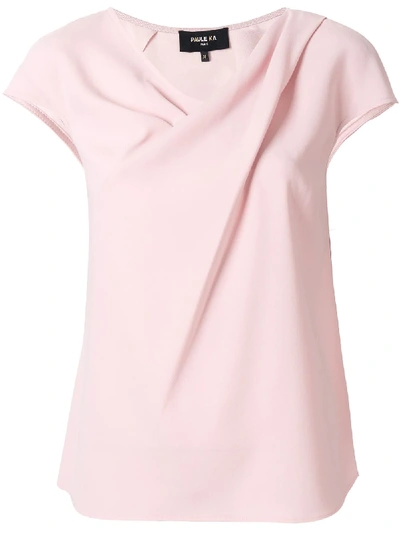 Paule Ka Short-sleeve Draped Blouse In Pink