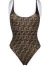 Fendi Ff Monogram Swimsuit In Black