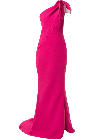 Maticevski Accompany One-shoulder Draped Cady Gown In Pink