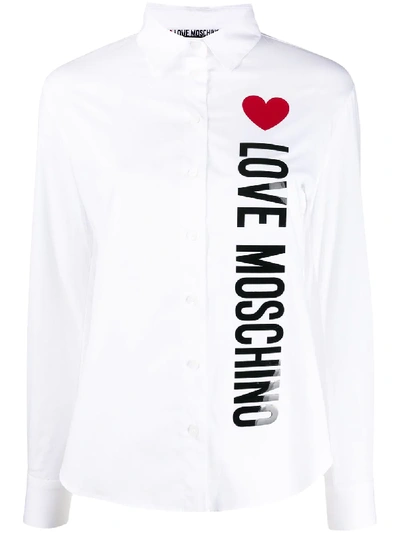 Love Moschino Logo Print Regular Fit Shirt In White