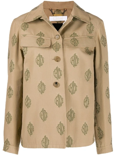 Chloé Embroidered Shirt Jacket In 大地色