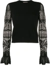 Alexander Mcqueen Lace Sleeves Crewneck Jumper In Black